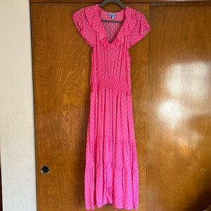 Draper James Pink Maxi Dress with Flutter Cap Sleeves